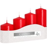 Set de 4 velas de pilar 50mm (11/16/22/33H) - Rojo