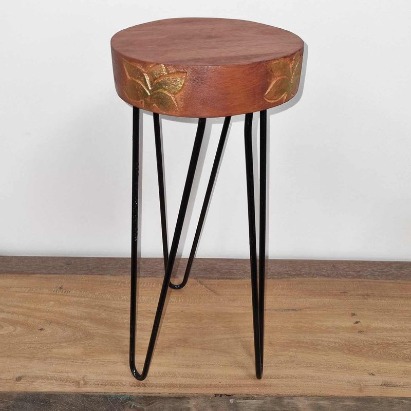 Soporte para plantas de madera de Albasia - Terracota y detalle negro