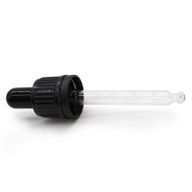 Pipeta cuentagotas de vidrio con tapón negro para botella de 10 ml