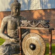 Gong de meditación grande sobre soporte marrón antiguo - 80cm - Negro - Estándar