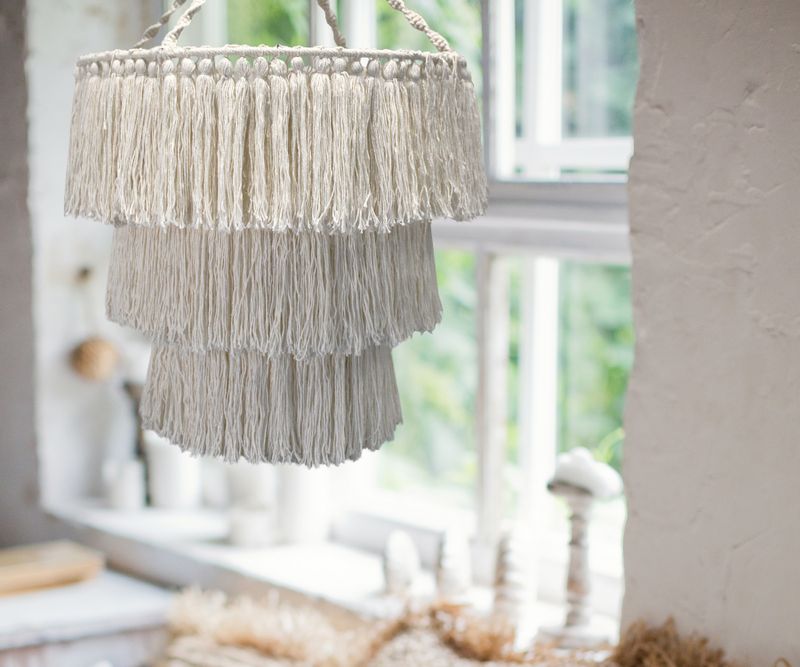 Candelabro suave de macramé - Natural