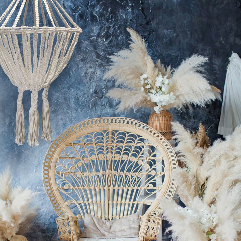 Candelabro de gota grande de macramé - Natural
