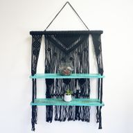 Estantes Colgantes de Macramé Negro - Turquesa