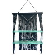 Estantes Colgantes de Macramé Negro - Turquesa