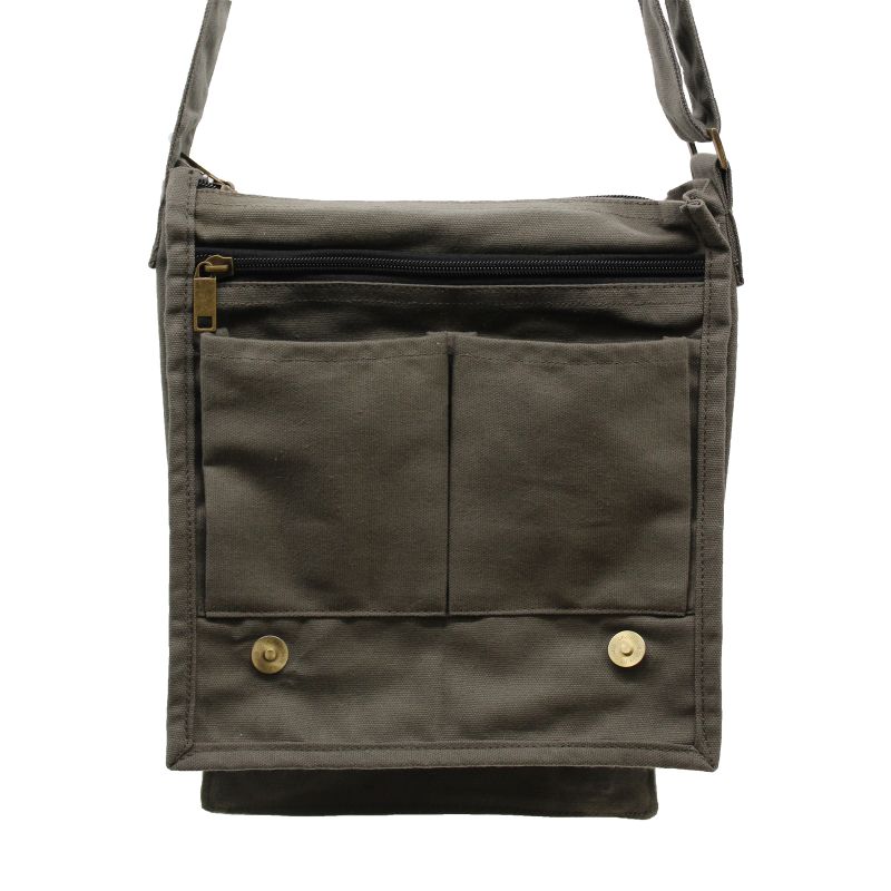 Bolso mensajero de lona de algodón - grafito
