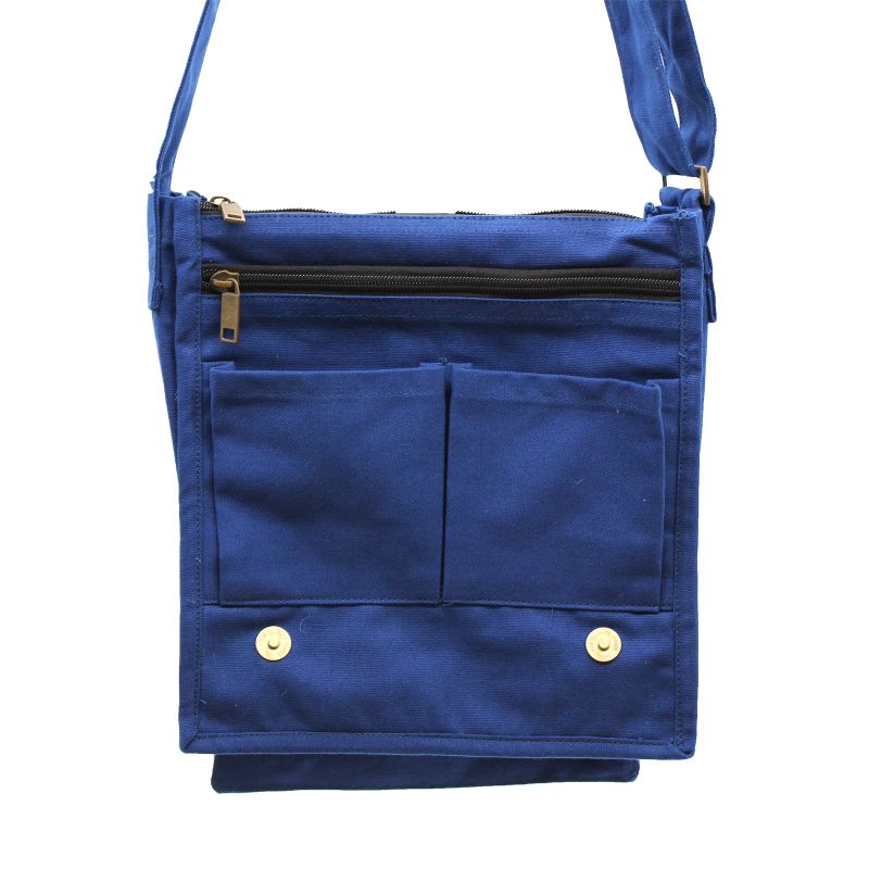 Bolso mensajero de lona de algodón - azul marino
