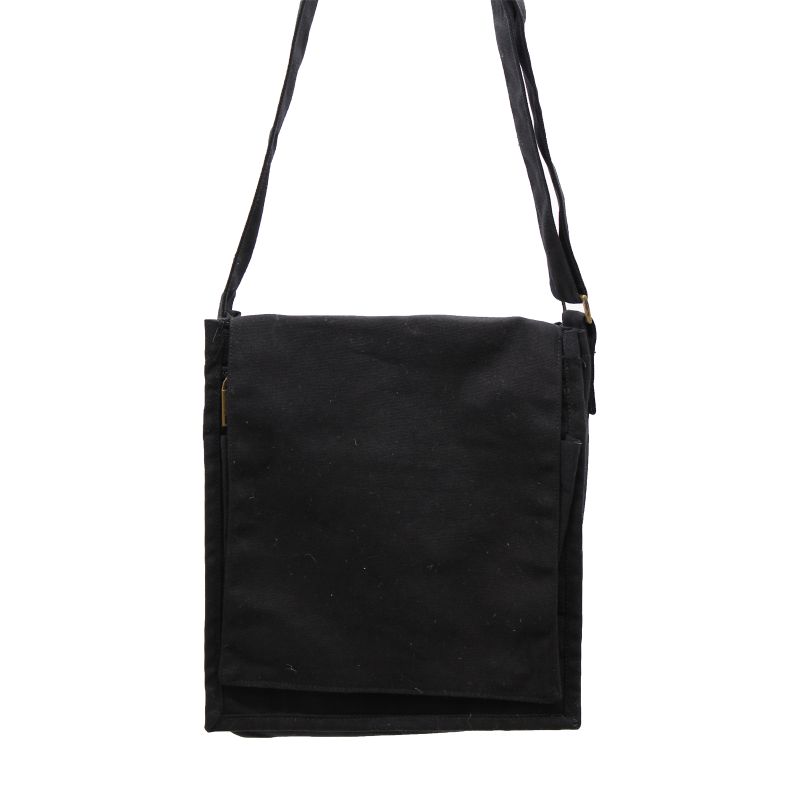 Bolso mensajero de lona de algodón - Negro