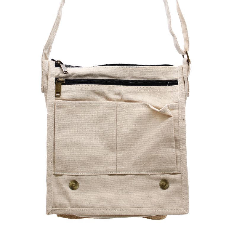 Bolso mensajero de lona de algodón - yute natural y suave