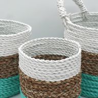 Juego de cestas de algas marinas - Verde/Natural/Blanco