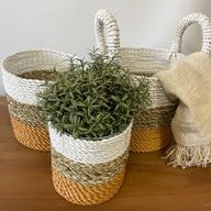 Juego de cestas de algas marinas - Naranja/Natural/Blanco