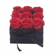 Caja de Regalo - Flor de Jabón 9 Rosas rojo - cuadrado