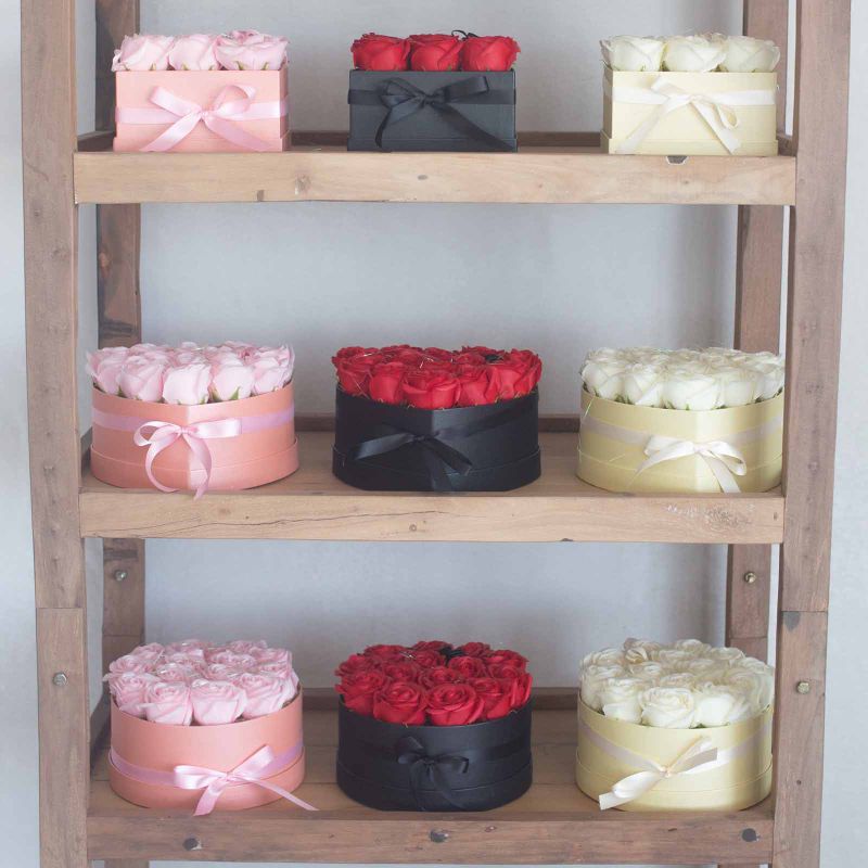 Caja de Regalo - Flor de Jabón 9 Rosas rojo - cuadrado