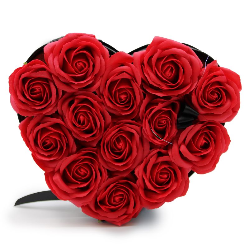 Caja de Regalo - Flor de Jabón 13 Rosas rojo - corazon