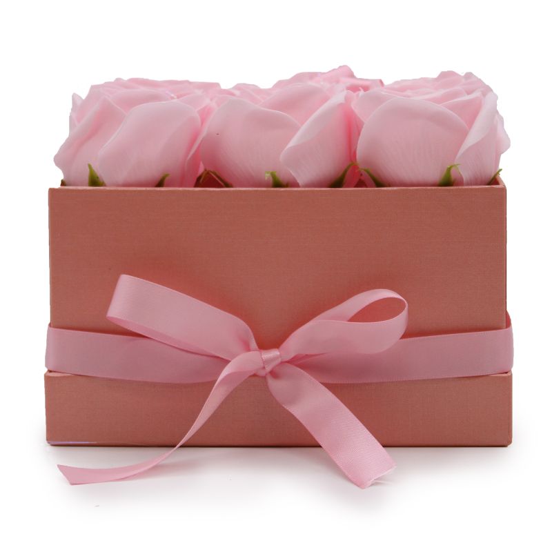 Caja de Regalo - Flor de Jabón 9 Rosas Rosas - cuadrado