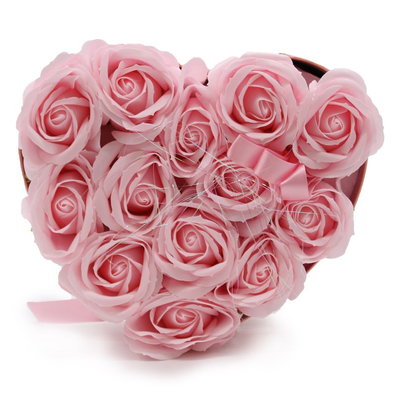 Caja de Regalo - Flor de Jabón 13 Rosas Rosas - corazon