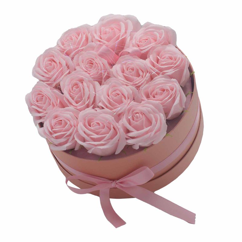 Caja de Regalo - Flor de Jabón  14 Rosas Rosas - ronda