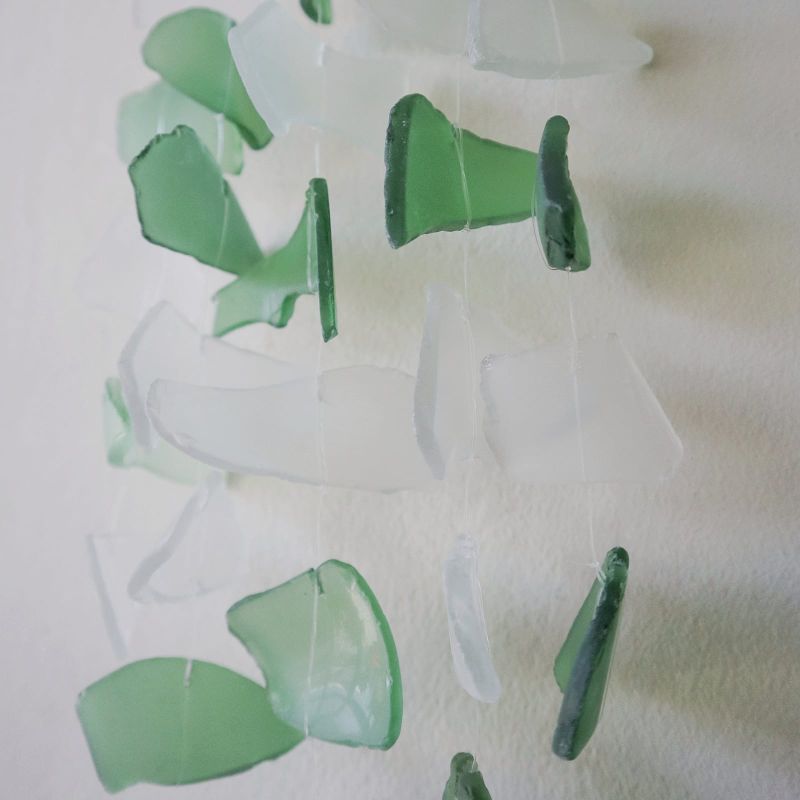 Carillón vidrio reciclado - Verde y Blanco