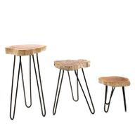 Juego de 3 maceteros de madera Gamell - Whitewash