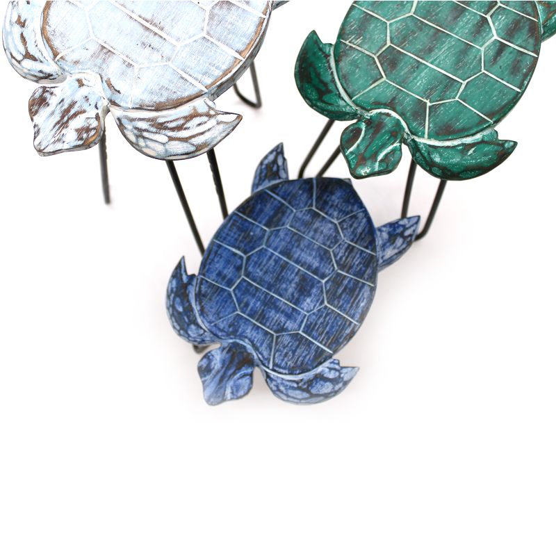 Juego de 3 maceteros de madera de Albasia - Tortugas