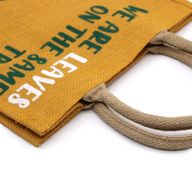 bolsa de yute estampada - Somos hojas - Amarillo, Azul y Natural