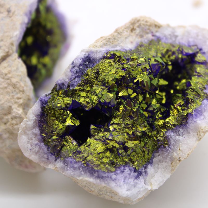 Geodas de calcita coloreada - Piedra Natural - Morado & Oro
