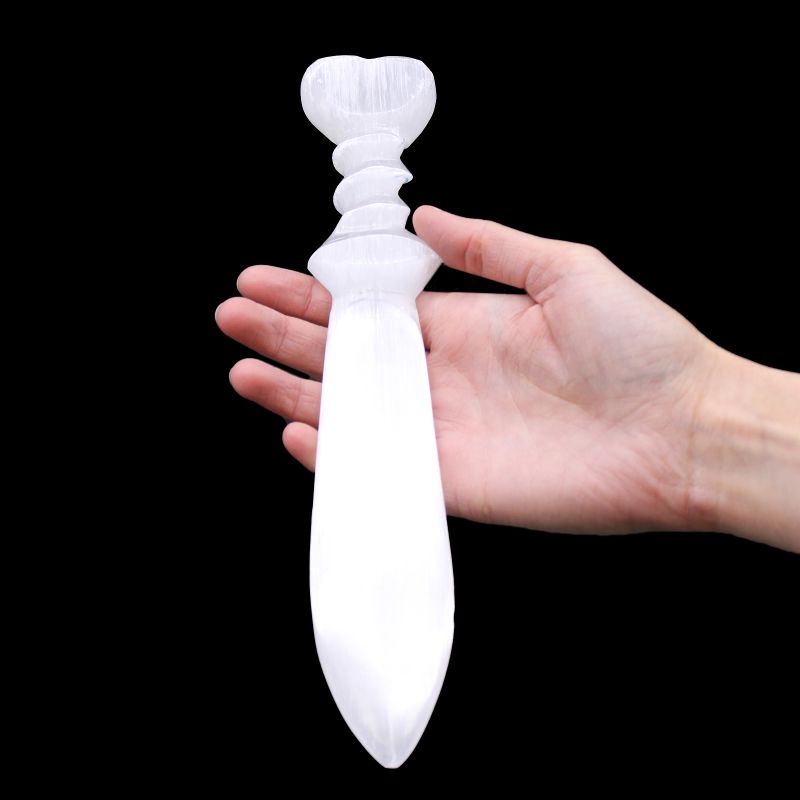 Cuchillo Ritual Selenite Lrg - Espiral (25cm)