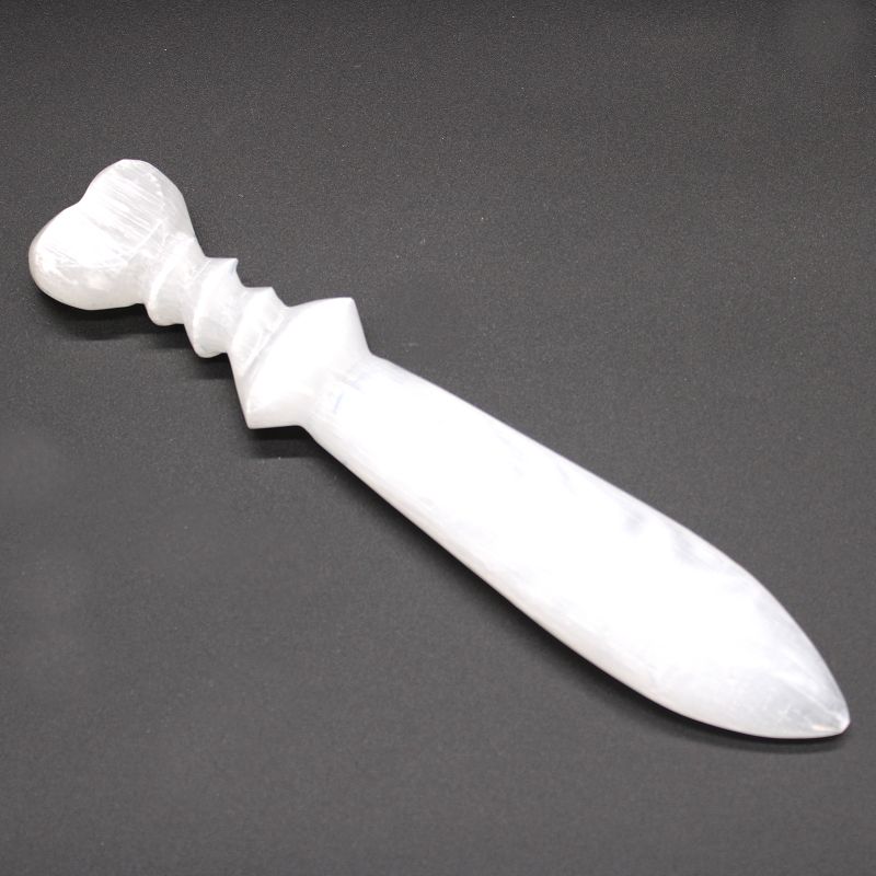 Cuchillo Ritual Selenite Lrg - Espiral (25cm)