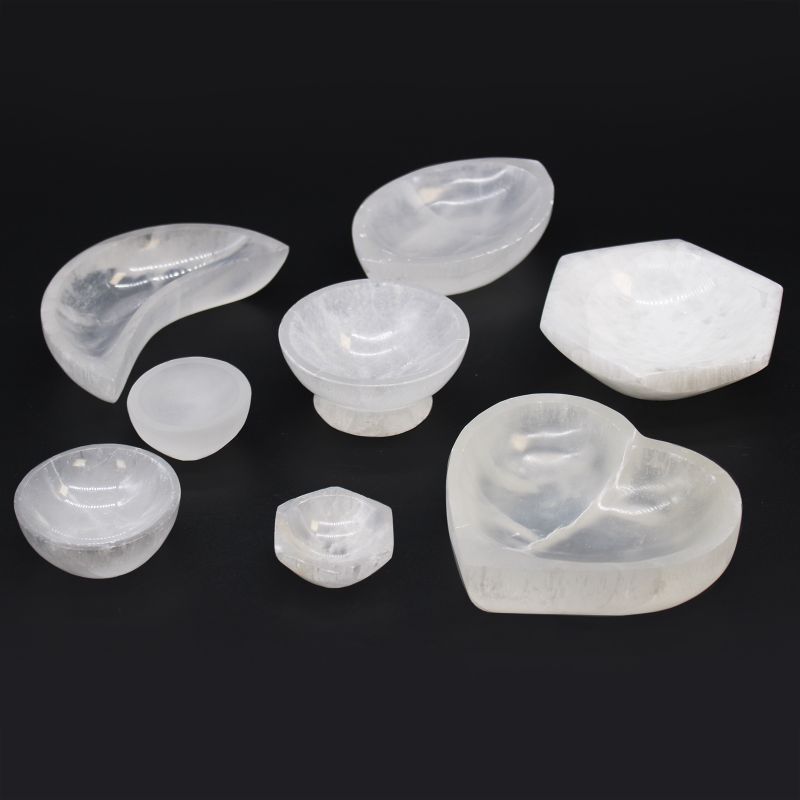 Cuenco hexagonal de selenita - 15cm