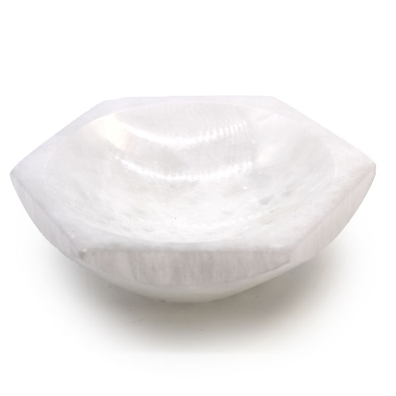 Cuenco hexagonal de selenita - 15cm