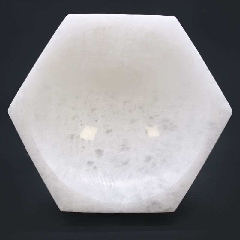 Cuenco hexagonal de selenita - 15cm