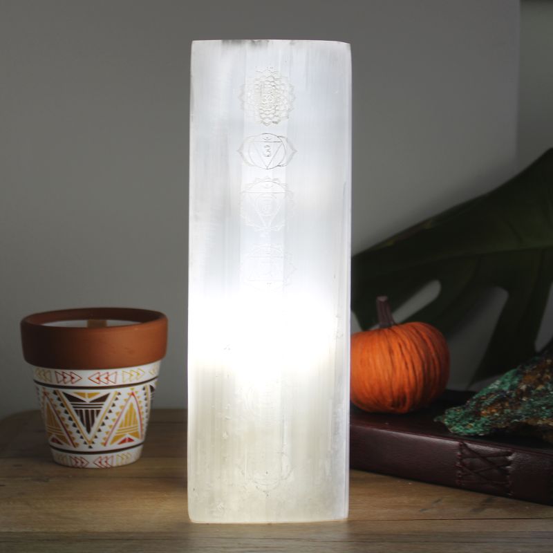 Lámpara Bloque Selenita 25cm - Lámpara Chakra