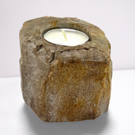 Portavelas Madera Petrificada - Simple Bajo
