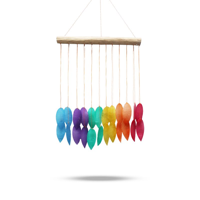 Carrillon de Madera -  Hojas Grandes Arco Iris