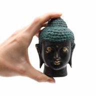 Cabeza de Buda de latón antiguo mediana