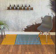 Alfombra India de Algodón - 70x170cm - Amarillo/ Azul