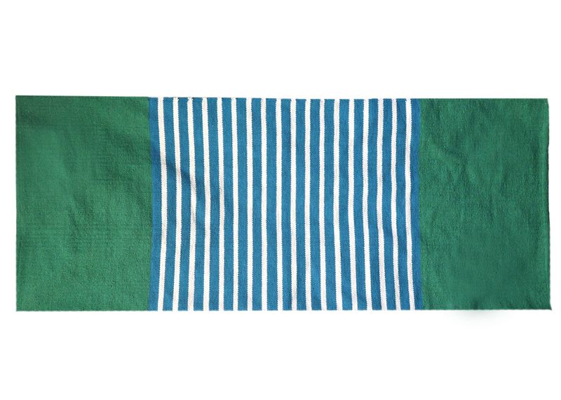 Alfombra India de Algodón - 70x170cm - Azul/ Verde