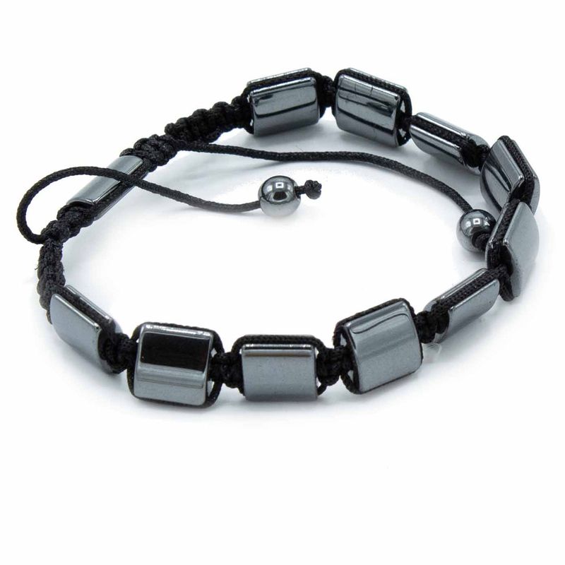 Pulsera Magnética Shamballa de Hematita -  Cuboides Dobles