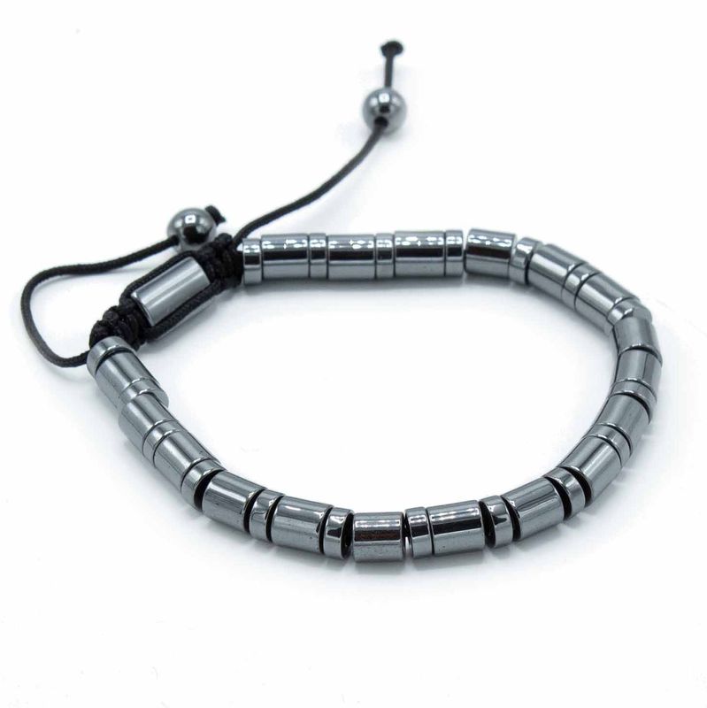 Pulsera Magnética Shamballa de Hematita - Círculos y Cilindros