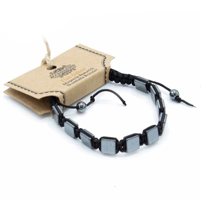 Pulsera Magnética Shamballa de Hematita -  Cubos planos