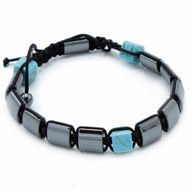 Pulsera Magnética Shamballa de Hematita - Cuboides Turquesa