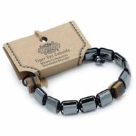 Pulsera Magnética Shamballa de Hematita -  Cuboides Ojo de Tigre