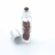 Botella de rodillo de aceite esencial de piedras preciosas - Jaspe rojo - Tapa plateada