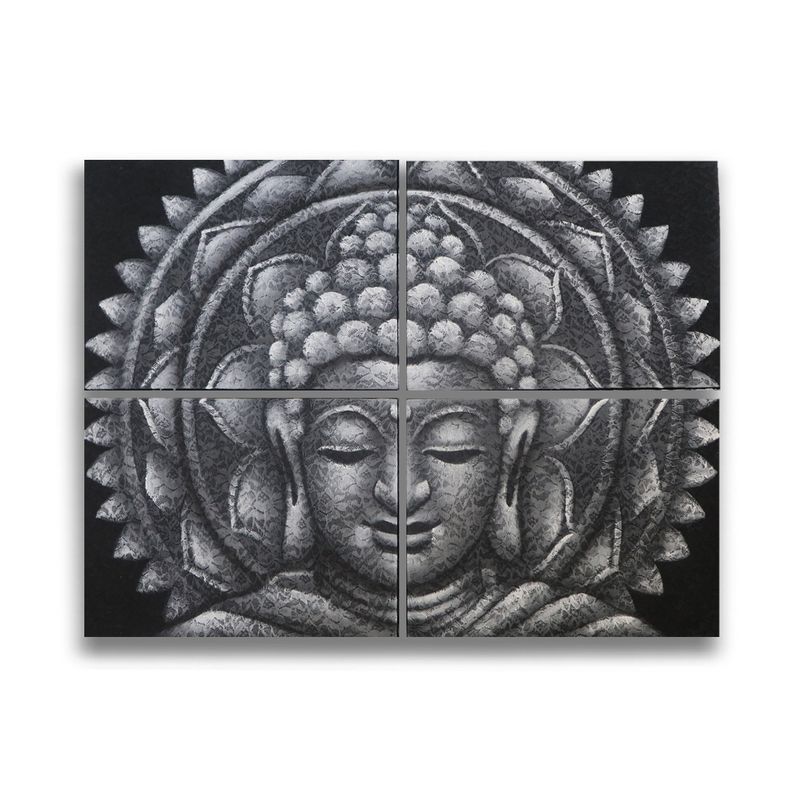 Detalle de Brocado de Mandala de Buda Gris 30x40cm x 4