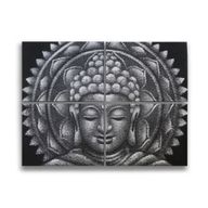 Detalle de Brocado de Mandala de Buda Gris 30x40cm x 4