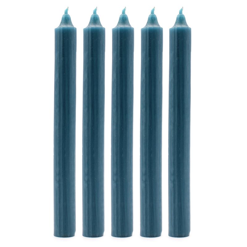 Juego de Velas de Mesa de Color Sólido - Pack de 21 - Teal Rústico
