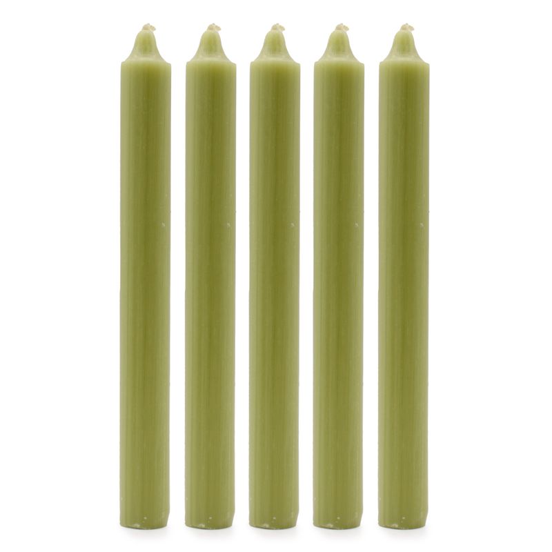Juego de Velas de Mesa de Color Sólido - Pack de 21 - Oliva Rústico