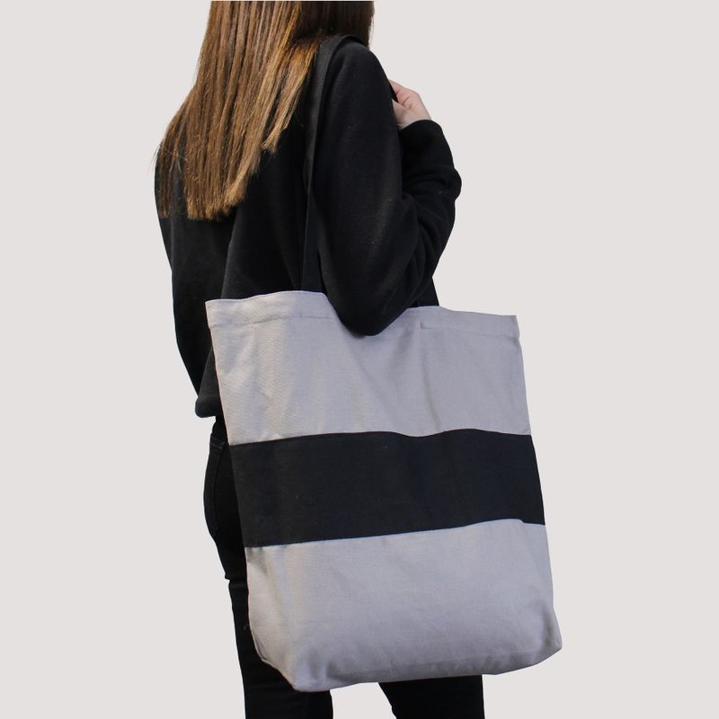 Bolsas de Algodón de Dos Tonos - 38x42x12cm - Verde y Negra - 280g