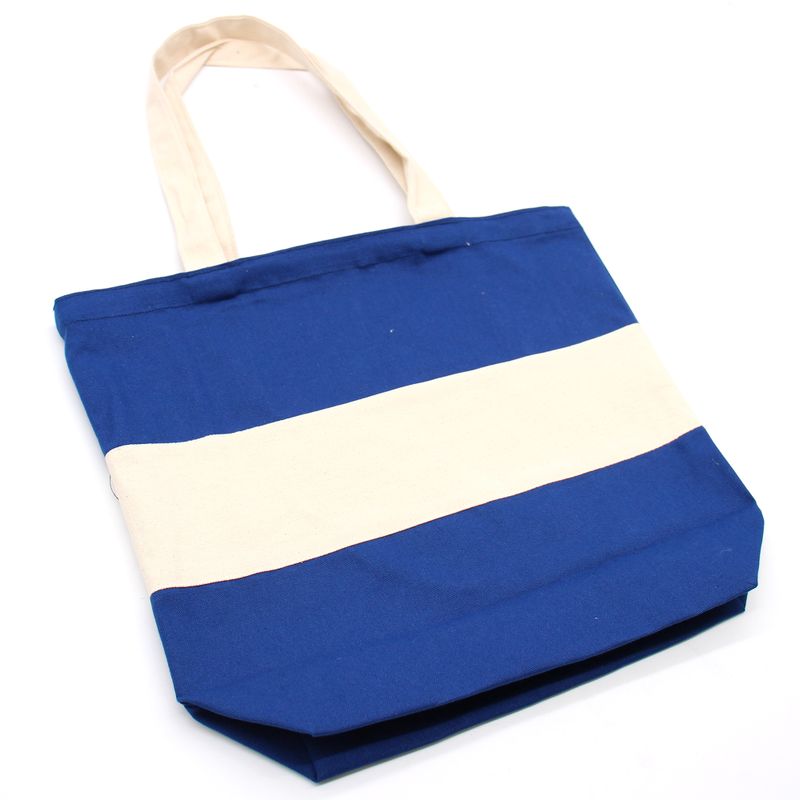 Bolsas de Algodón de Dos Tonos - 38x42x12cm - Natural y Azul - 280g