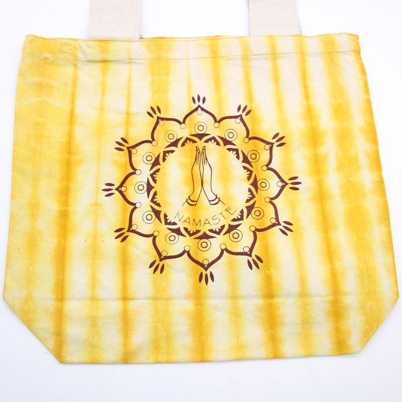 Bolsas de Algodón "Tie Dye" (170g) - 38x42x12cm -  Namaste Hands - Yellow - Asa Natural
