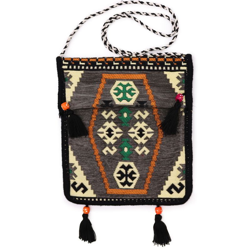 Bolso bandolera de festival Kilim gris pálido